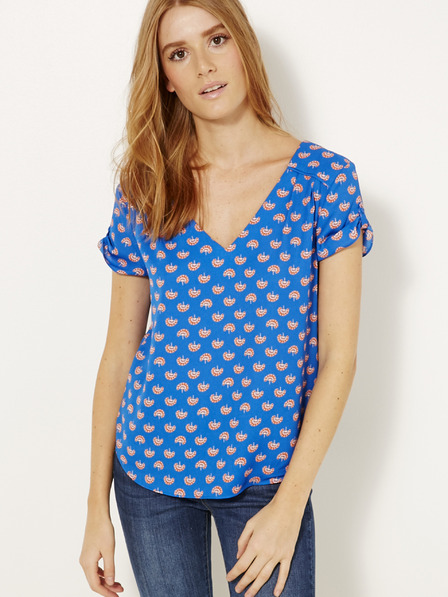 CAMAIEU Blau gemusterte Bluse CAMAIEU