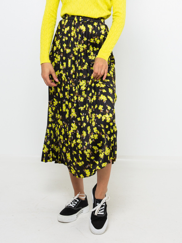 CAMAIEU Schwarz-gelber gemusterter Maxirock CAMAIEU