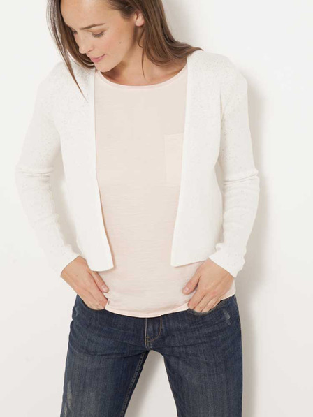 CAMAIEU Weiße kurze Strickjacke CAMAIEU