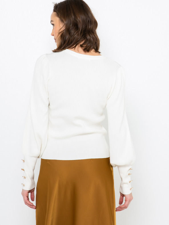 CAMAIEU Weißer Pullover mit Ballonärmeln CAMAIEU