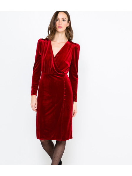CAMAIEU Rotes Samt-Kleid CAMAIEU