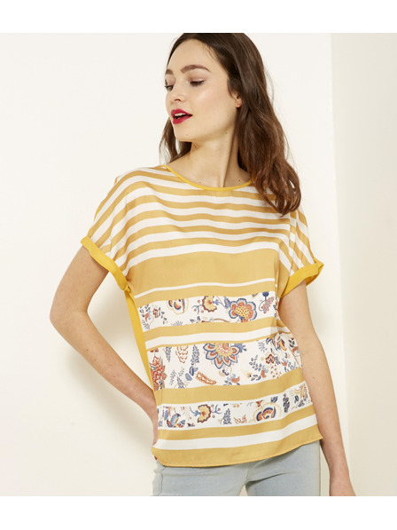 CAMAIEU Gelbe gemusterte Bluse CAMAIEU