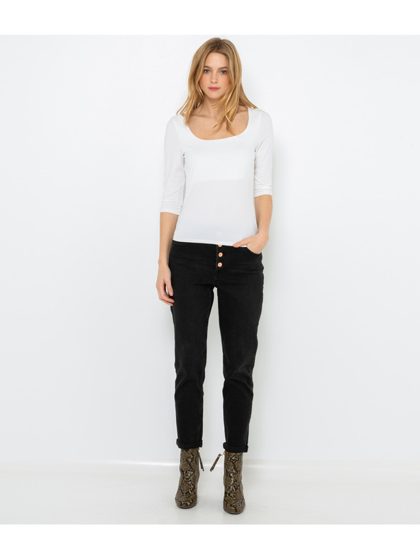 CAMAIEU Weißes T-Shirt mit 3/4-Ärmeln CAMAIEU