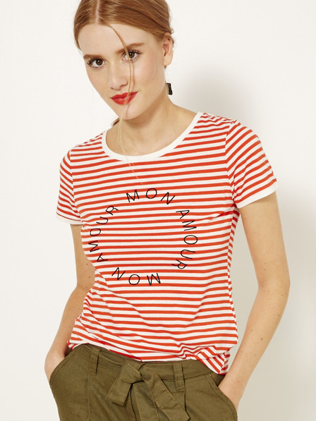 CAMAIEU Rosa T-Shirt mit Schriftzug CAMAIEU
