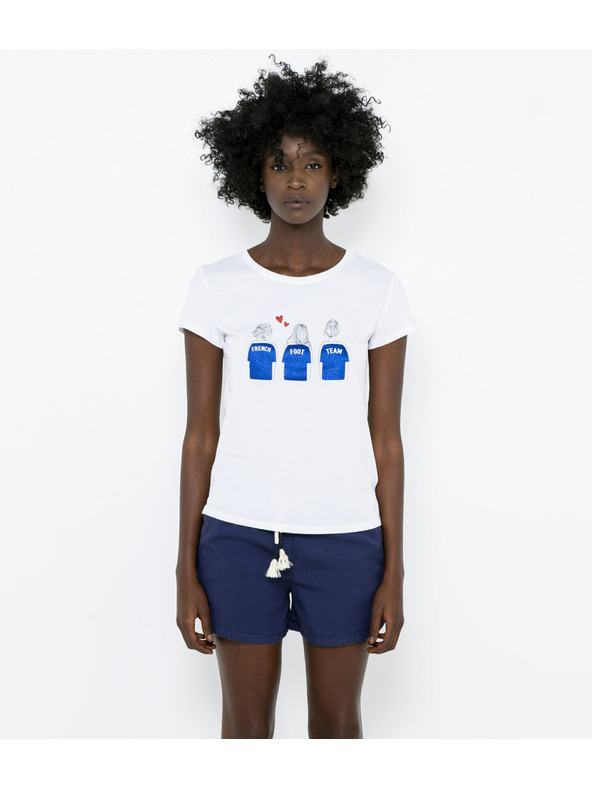 CAMAIEU Weißes T-Shirt mit Druck CAMAIEU