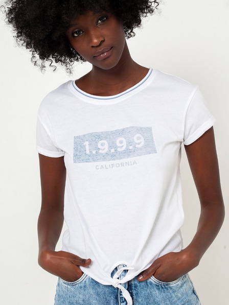 CAMAIEU Weißes T-Shirt mit Schriftzug und Knoten CAMAIEU