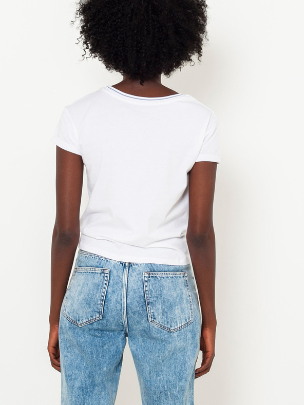 CAMAIEU Weißes T-Shirt mit Schriftzug und Knoten CAMAIEU