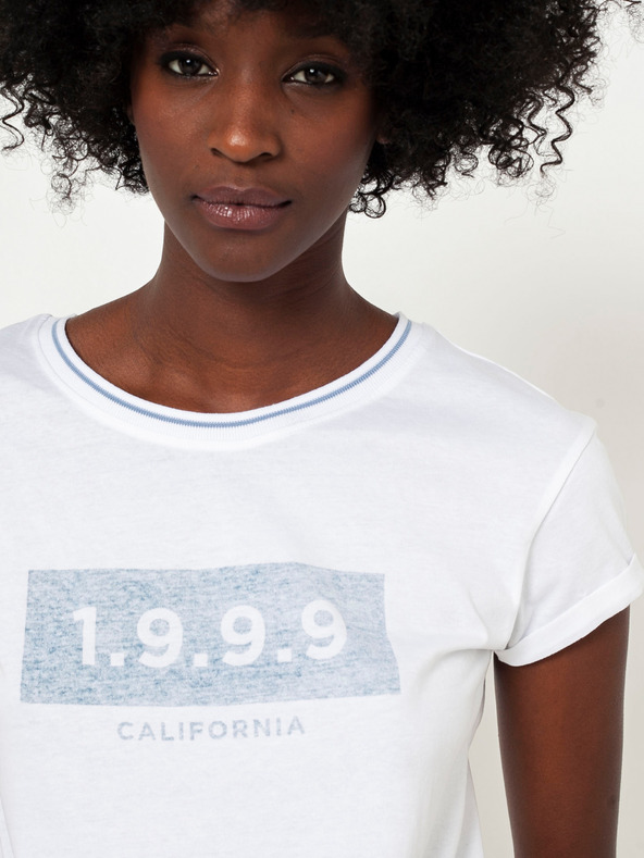 CAMAIEU Weißes T-Shirt mit Schriftzug und Knoten CAMAIEU