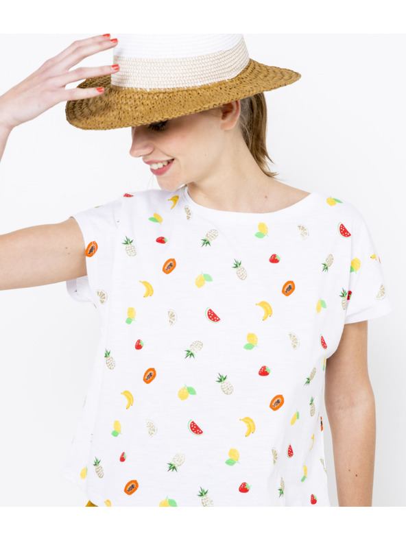 CAMAIEU Weißes gemustertes T-Shirt CAMAIEU