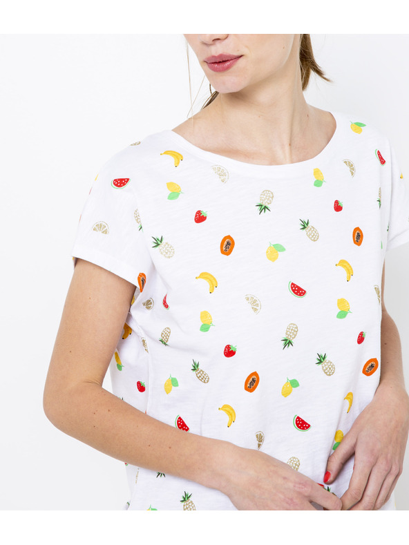 CAMAIEU Weißes gemustertes T-Shirt CAMAIEU