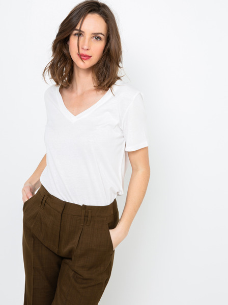 CAMAIEU Weißes T-Shirt mit V-Ausschnitt CAMAIEU