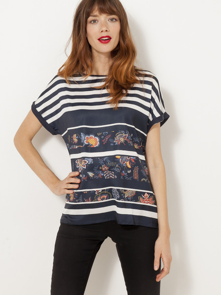 CAMAIEU Schwarz gemusterte Bluse CAMAIEU