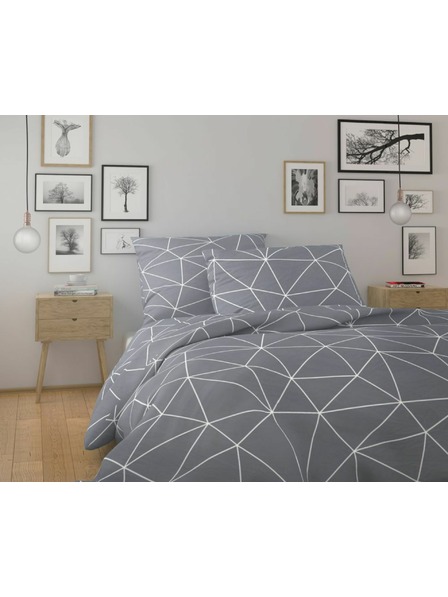 Kvalitex Baumwoll-Bettwäsche NORDIC COLLECTION 140x200, 70x90cm GRID grau