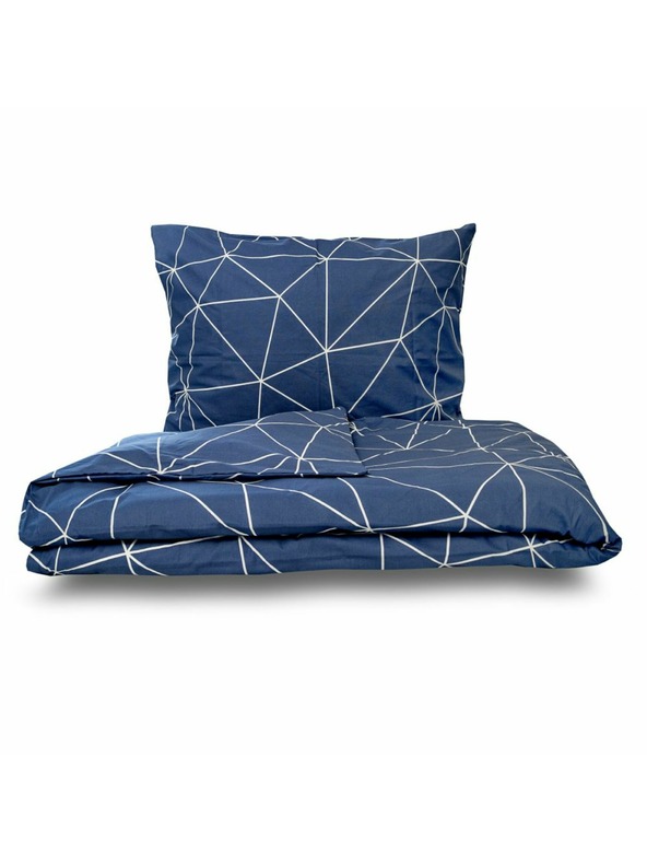 Kvalitex Verlängerte Baumwoll-Bettwäsche NORDIC COLLECTION 140x220, 70x90cm GRID blau