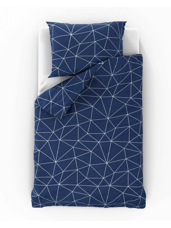 Kvalitex Verlängerte Baumwoll-Bettwäsche NORDIC COLLECTION 140x220, 70x90cm GRID blau