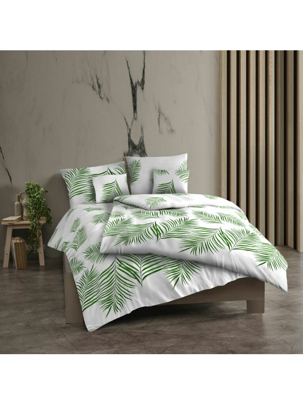 Kvalitex Baumwoll-Bettwäsche Renforcé 140x200, 70x90cm TROPICAL weiß