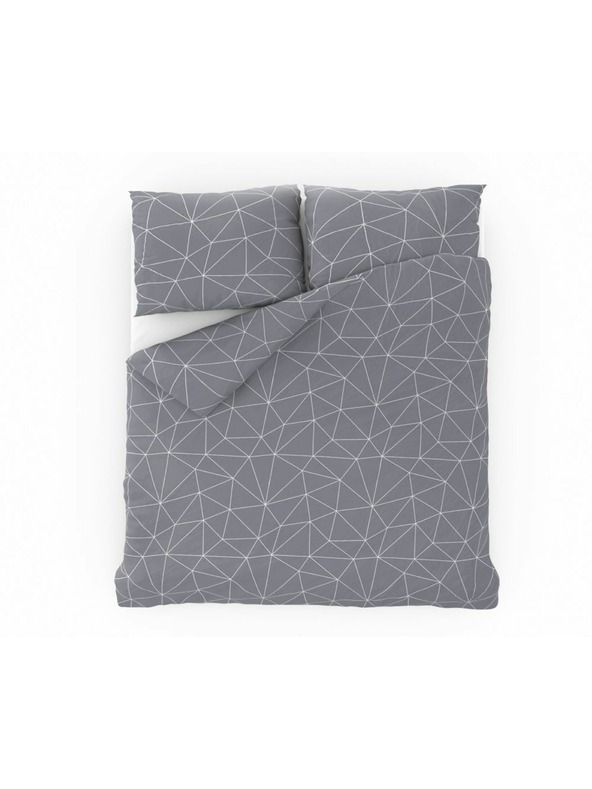 Kvalitex Französische Baumwoll-Bettwäsche NORDIC COLLECTION 220x200, 70x90cm GRID grau