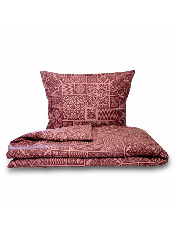 Kvalitex Französische Baumwoll-Bettwäsche Renforcé 200x200, 70x90cm TOKYO weinrot