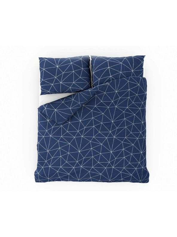 Kvalitex Französische verlängerte Baumwoll-Bettwäsche NORDIC COLLECTION 240x220, 70x90cm GRID blau