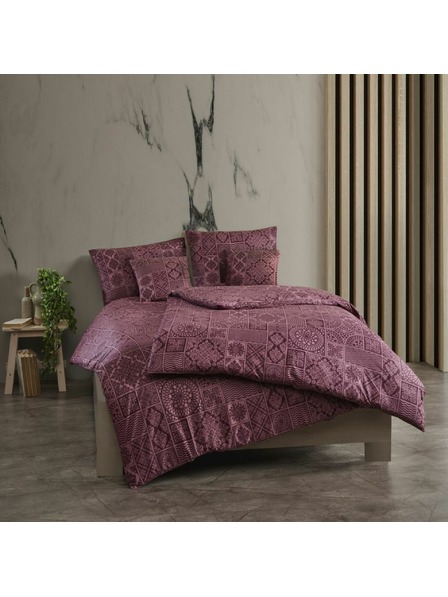 Kvalitex Verlängerte Baumwoll-Bettwäsche Renforcé 140x220, 70x90cm TOKYO weinrot