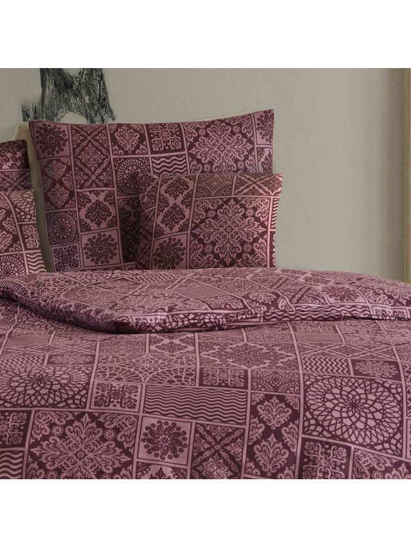 Kvalitex Verlängerte Baumwoll-Bettwäsche Renforcé 140x220, 70x90cm TOKYO weinrot