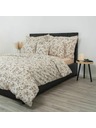 Kvalitex Französische verlängerte Krepp-Bettwäsche 240x220, 70x90cm Blumen beige