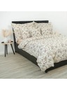 Kvalitex Französische verlängerte Krepp-Bettwäsche 240x220, 70x90cm Blumen beige