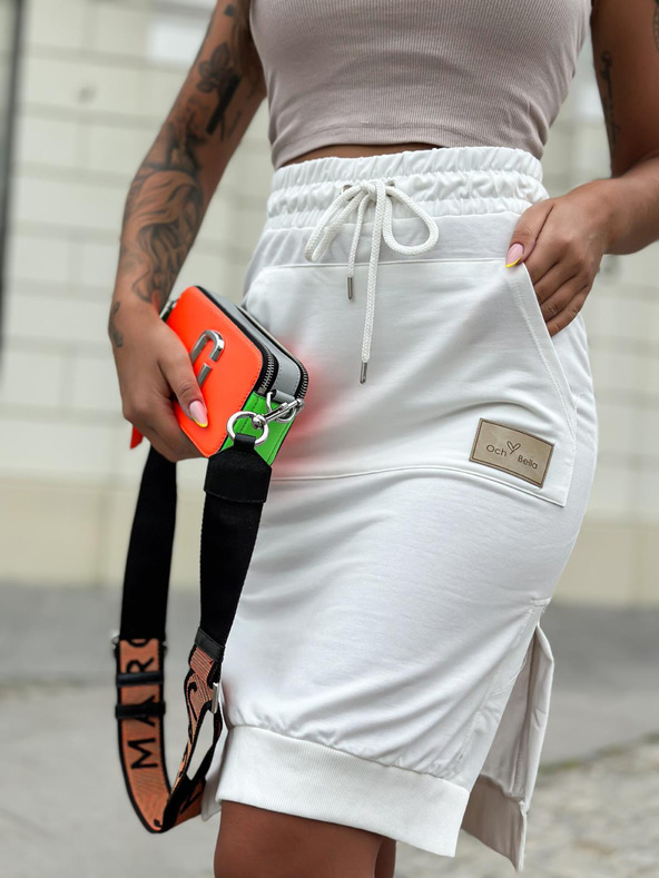 Edoti Jogginghose-Rock mit Känguru-Tasche - cremeweiß