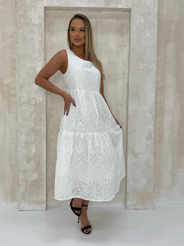 Edoti Richelieu Maxi-Kleid - weiß