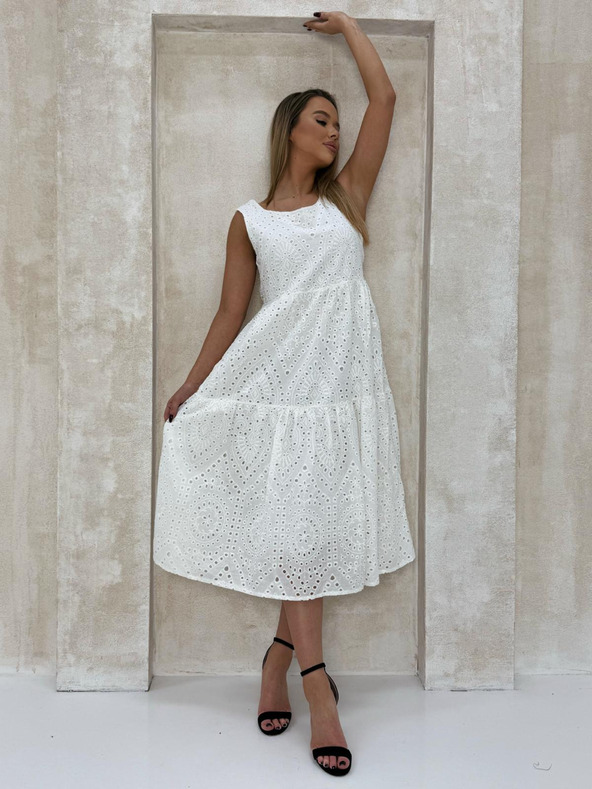 Edoti Richelieu Maxi-Kleid - weiß