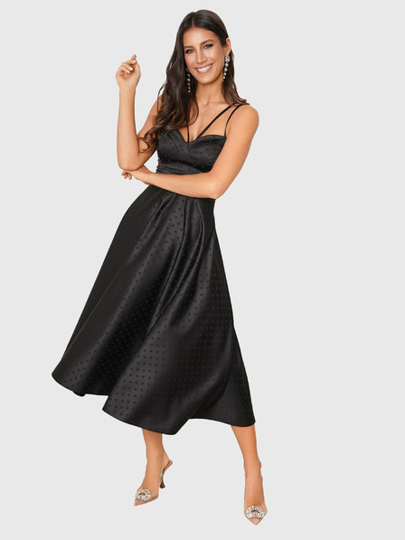 Edoti MARILYN gepunktetes Midi-Kleid - schwarz