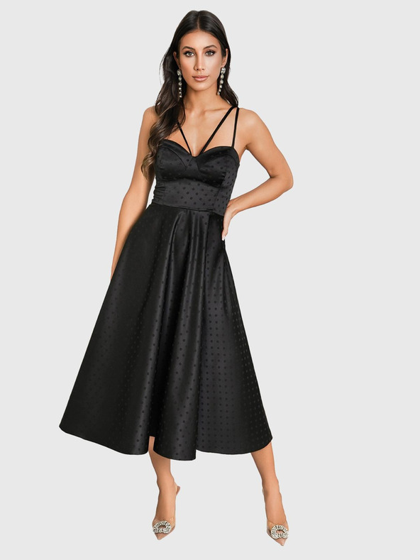 Edoti MARILYN gepunktetes Midi-Kleid - schwarz