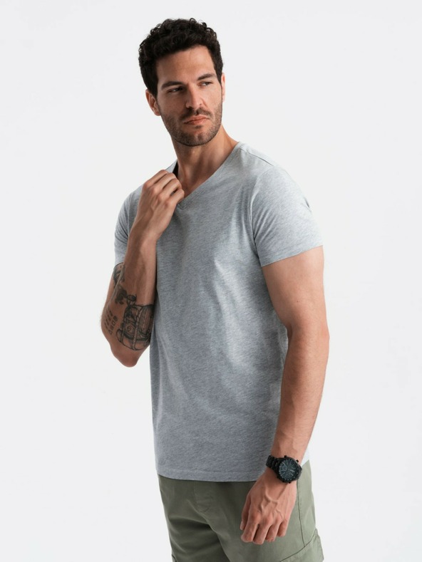 Ombre Clothing Graues Herren Basic T-Shirt mit Rundhalsausschnitt aus Baumwolle Ombre Clothing