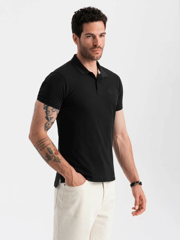 Ombre Clothing Schwarzes Herren-Poloshirt Ombre Clothing