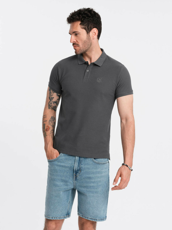 Ombre Clothing Graues Herren-Poloshirt Ombre Clothing