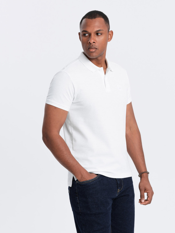 Ombre Clothing Weißes Herren-Poloshirt Ombre Clothing