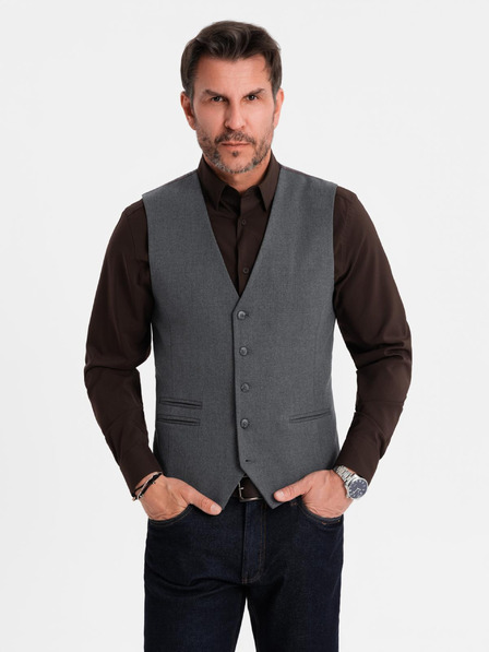 Ombre Clothing Herren graue Anzugsweste mit klassischen Details und Futter