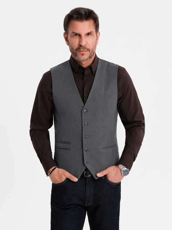 Ombre Clothing Herren graue Anzugsweste mit klassischen Details und Futter