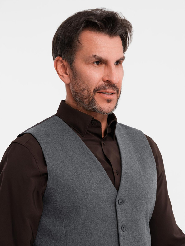 Ombre Clothing Herren graue Anzugsweste mit klassischen Details und Futter