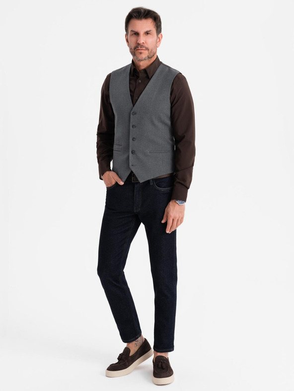 Ombre Clothing Herren graue Anzugsweste mit klassischen Details und Futter