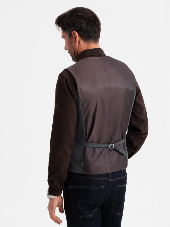 Ombre Clothing Herren graue Anzugsweste mit klassischen Details und Futter