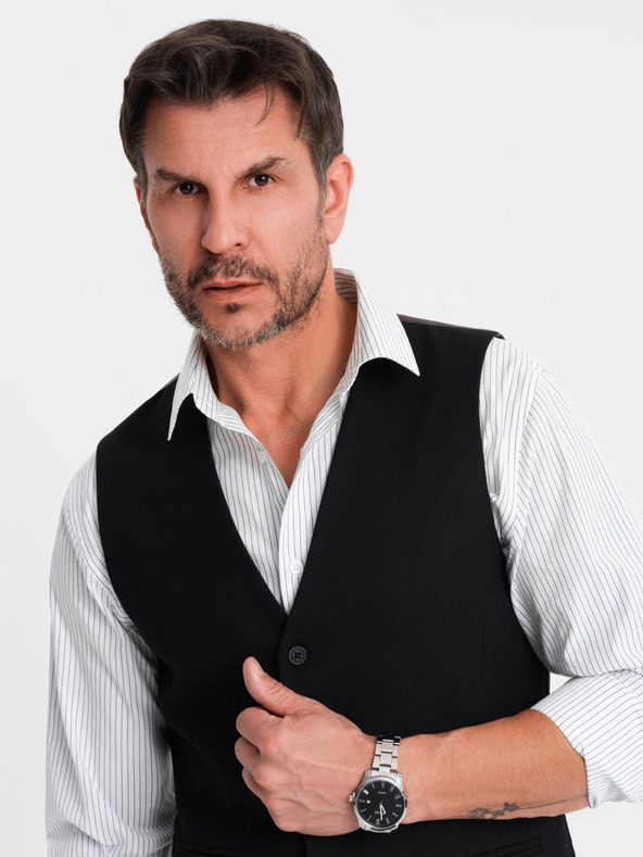 Ombre Clothing Herren schwarze Anzugsweste mit klassischen Details und Futter