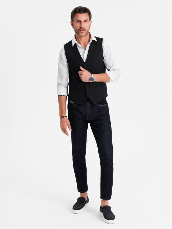 Ombre Clothing Herren schwarze Anzugsweste mit klassischen Details und Futter