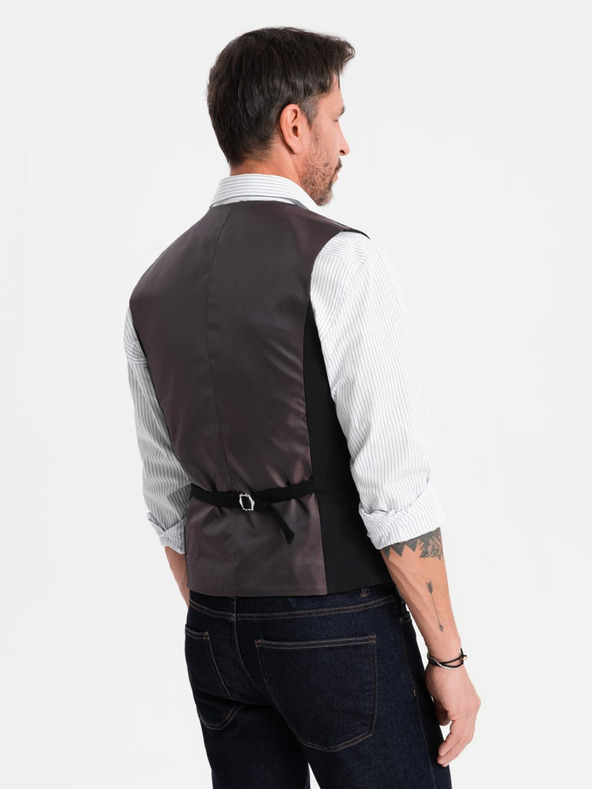 Ombre Clothing Herren schwarze Anzugsweste mit klassischen Details und Futter