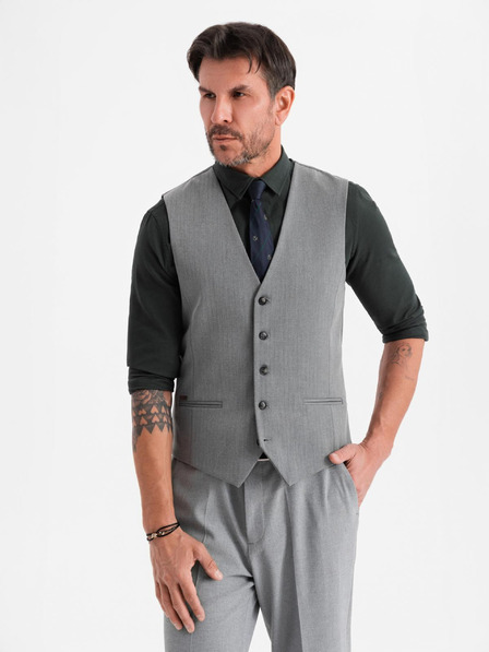 Ombre Clothing Elegante Herren hellgraue Weste SLIM FIT