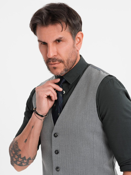 Ombre Clothing Elegante Herren hellgraue Weste SLIM FIT
