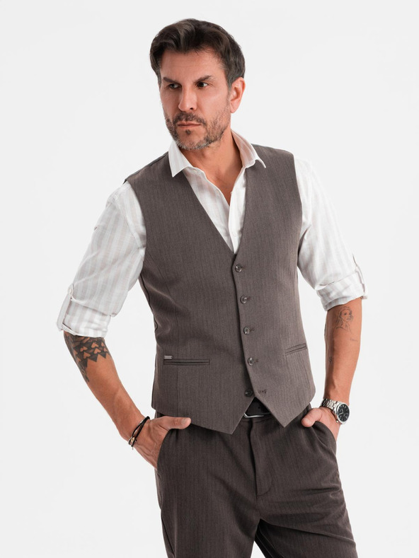 Ombre Clothing Herren graue elegante Weste SLIM FIT