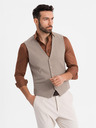 Ombre Clothing Herren beige Anzugsweste mit klassischen Details und Futter