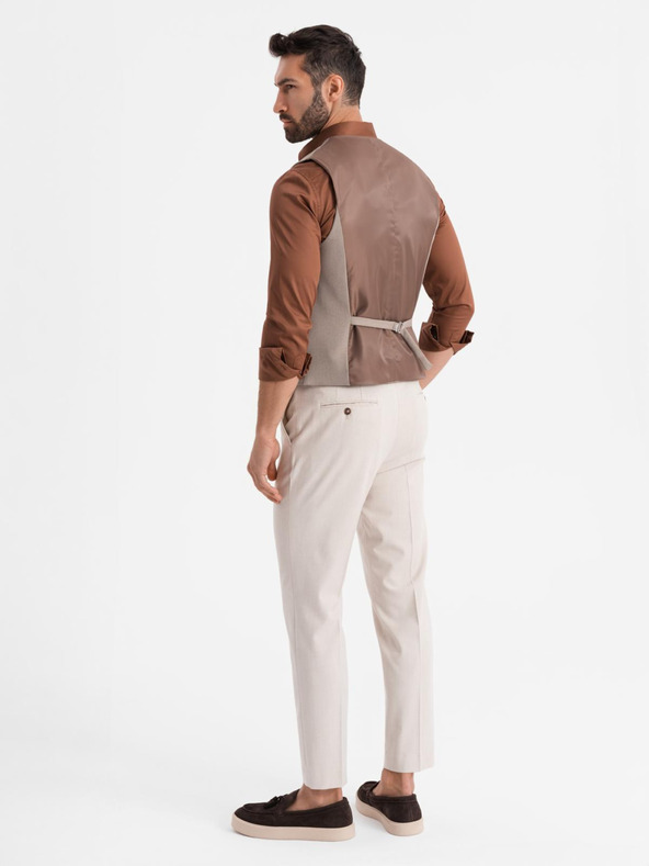 Ombre Clothing Herren beige Anzugsweste mit klassischen Details und Futter