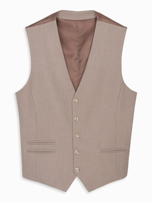 Ombre Clothing Herren beige Anzugsweste mit klassischen Details und Futter